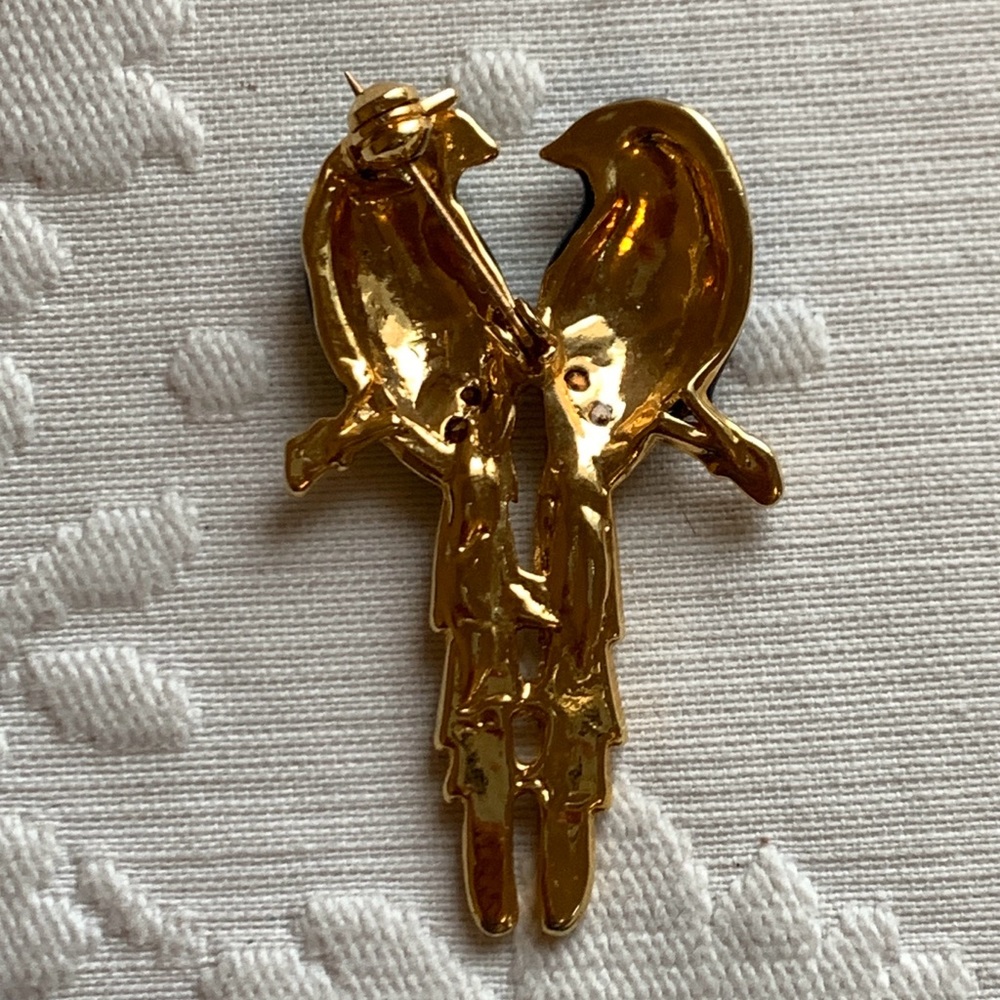 Vintage Enameled Love Birds Brooch - Picture 4 of 5